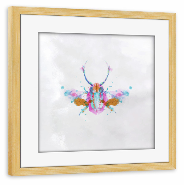 Poster mit Rahmen kiefer "Monotype vivid beetle color" artboxONE - Für Kinder,Tiere,Fashion,Fiktion,Für Mama,Für Papa,Festivals