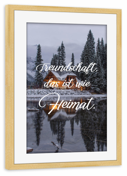 Poster mit Rahmen kiefer "Wie Heimat" artboxONE - Typografie,Menschen,Schwarzweiß