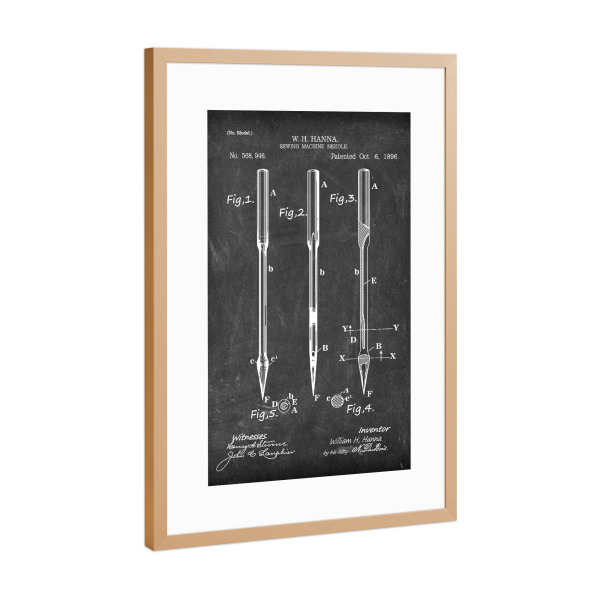 Poster mit Rahmen Kupfer "Nadel Patent (Tafel)" artboxONE - Schwarzweiß,Fashion