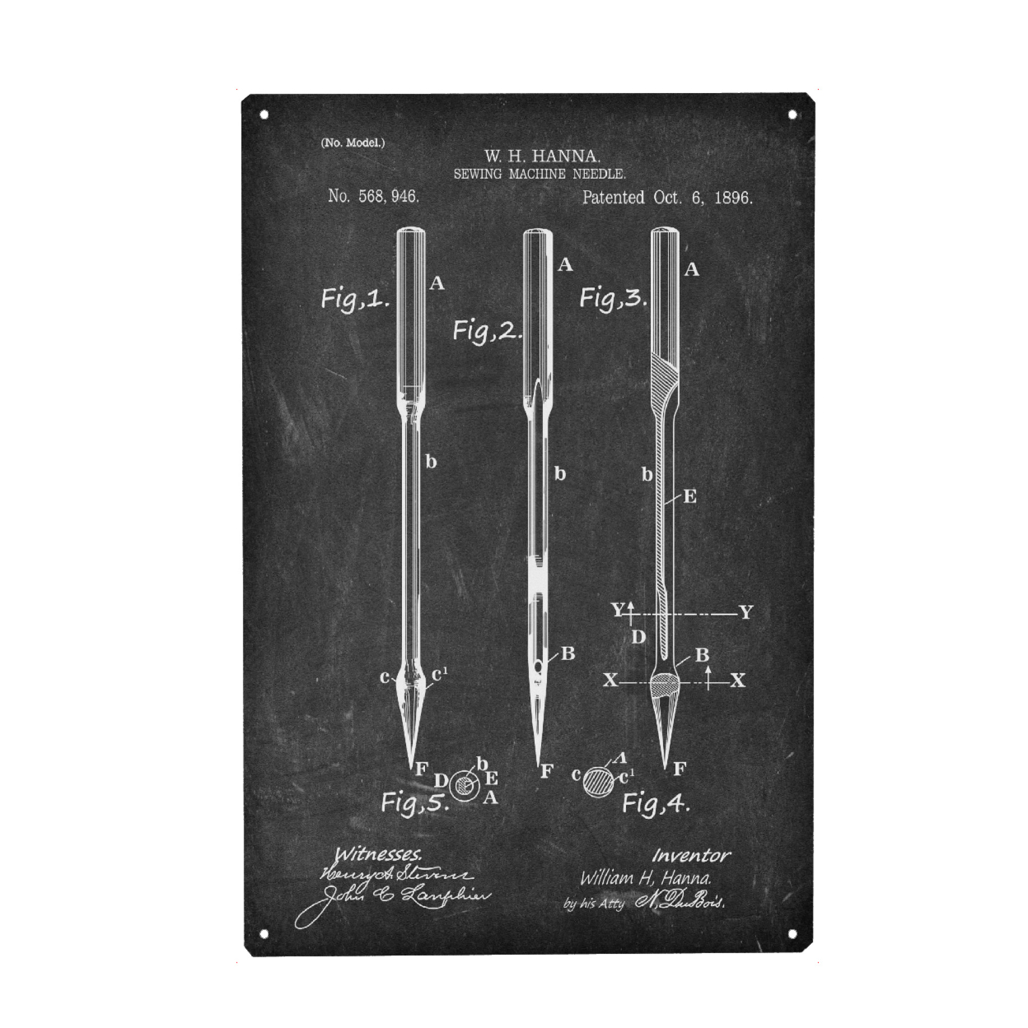 Metall Poster "Nadel Patent (Tafel)" artboxONE - Schwarzweiß,Fashion