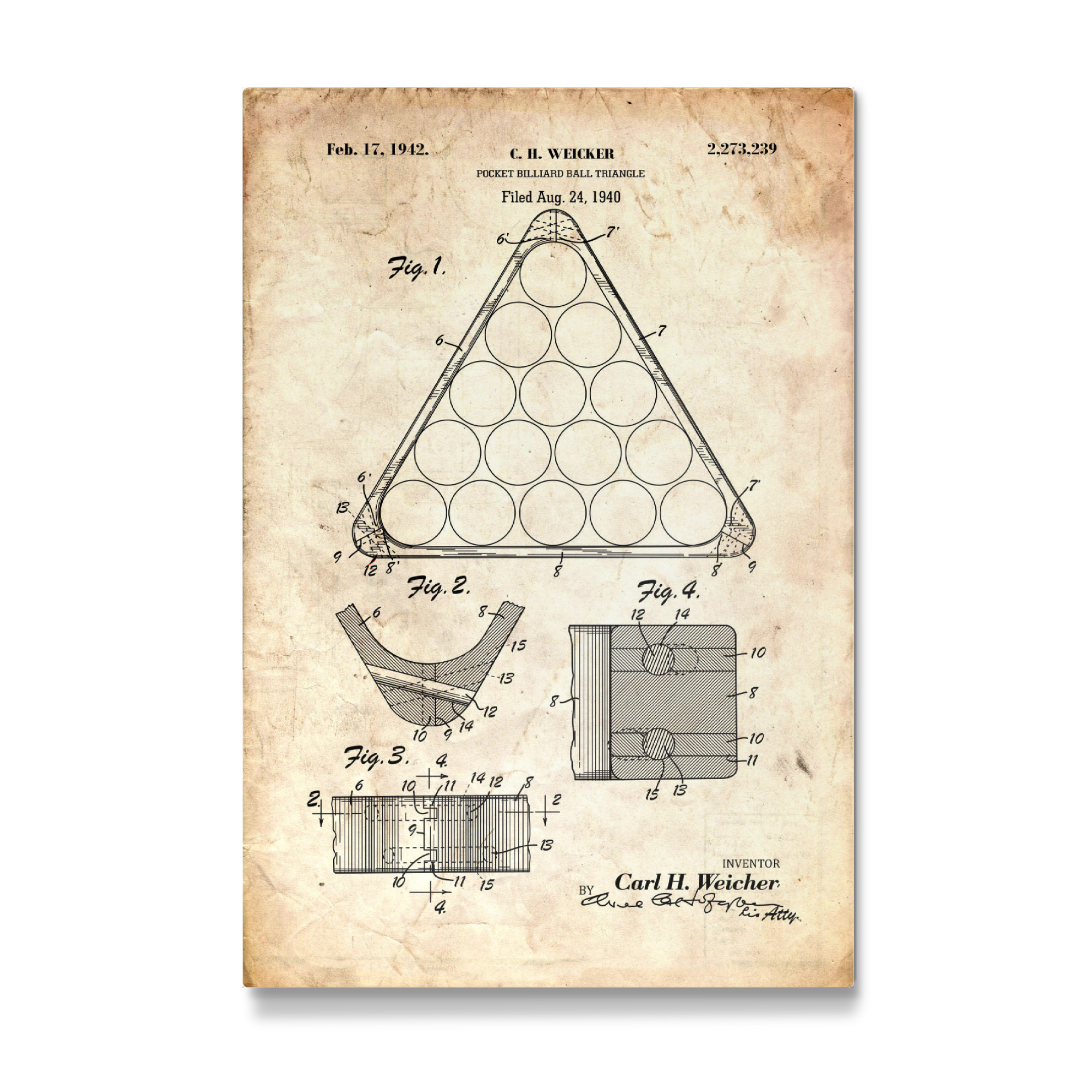 Galerie-Print "Billard Dreieck (Antik)" 30x20 cm artboxONE