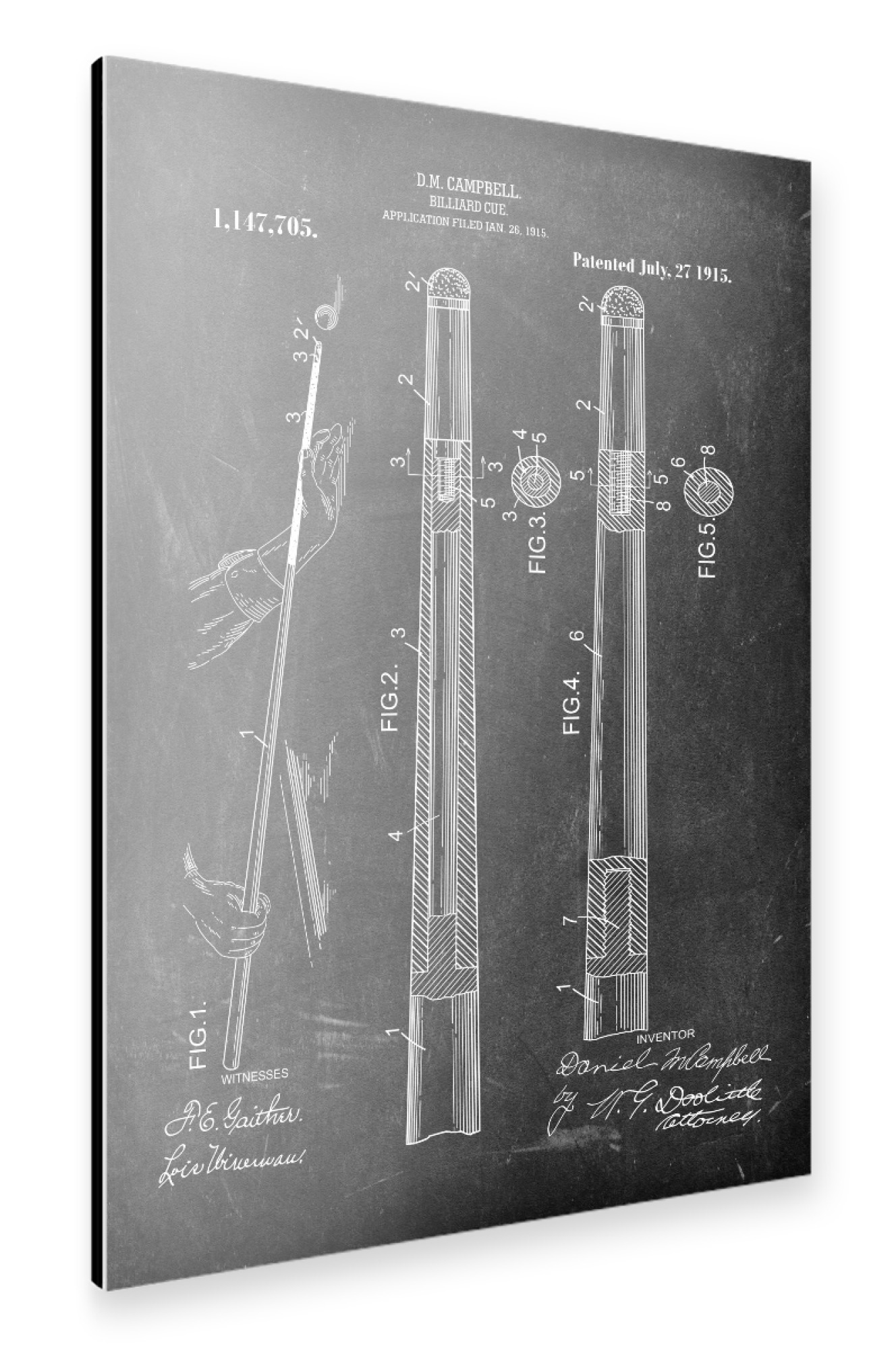 Alu-Dibond "Billard Queue Patent (Tafel)" 30x20 cm artboxONE