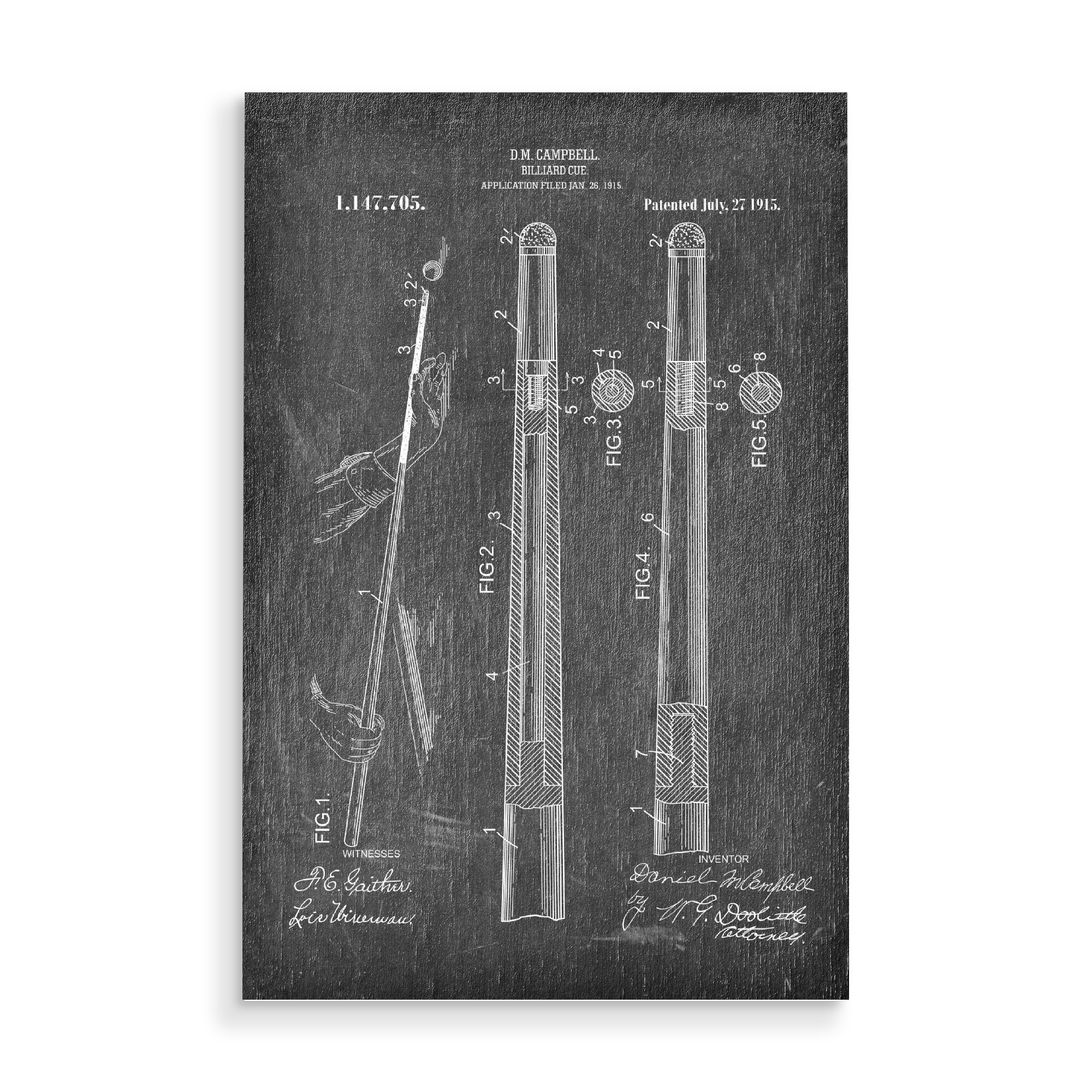 Holzbild "Billard Queue Patent (Tafel)" artboxONE - Schwarzweiß,Sport,Männer