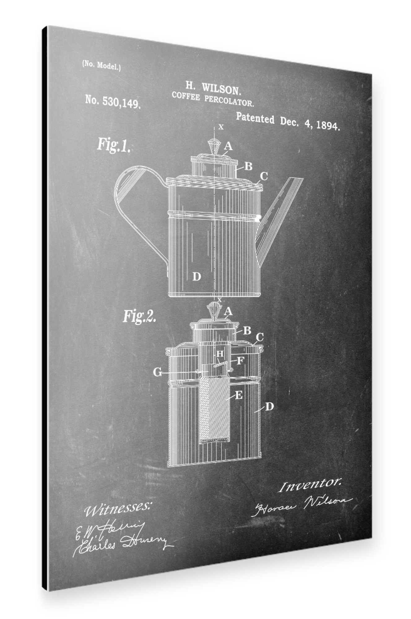 Alu-Dibond "Kaffeetasse Patent (Tafel)" 30x20 cm artboxONE