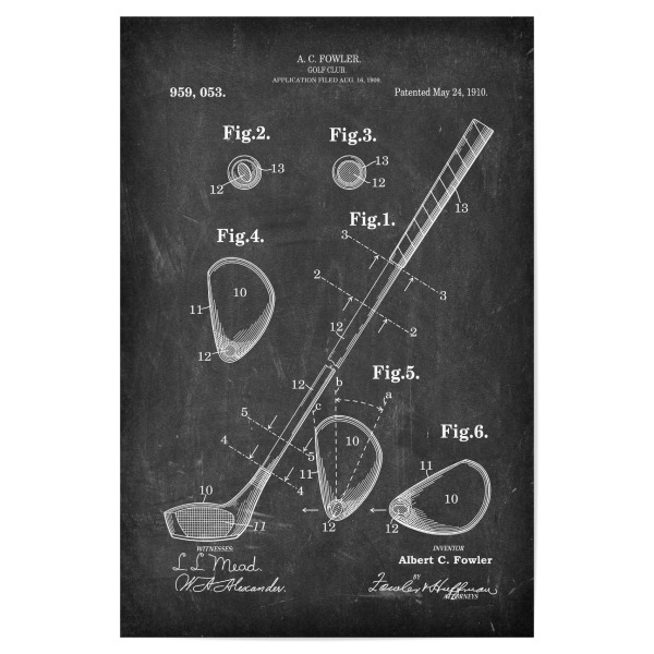 Poster "Golfschläger patent (Tafel)" artboxONE - Schwarzweiß,Sport - Golfschläger,Patent,Golf,Vintage,Sport,Retro,Golfer