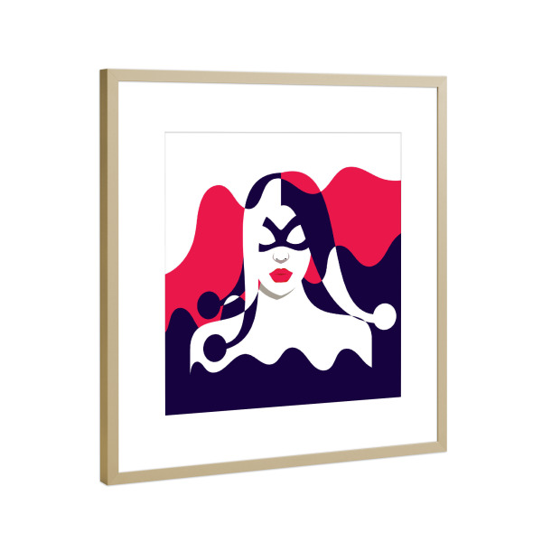 Poster mit Rahmen Gold "Harley" artboxONE - Comic - Woman,Fashion,Lady