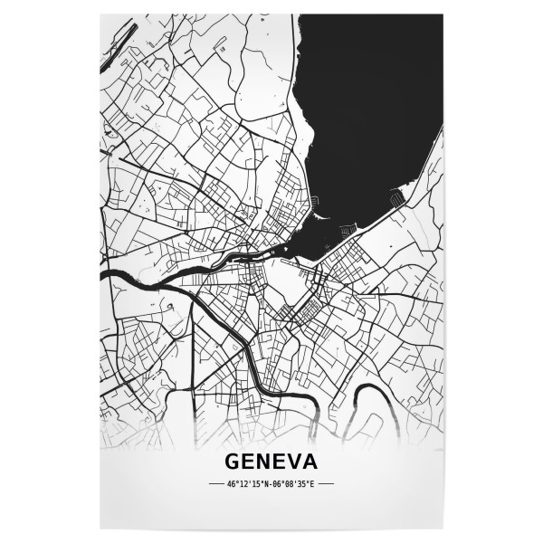 Poster 30x20 cm "Geneva Retro Map" artboxONE - Städte,Schwarzweiß,Kartografie - Retro,Map,Geneva,Genf,Switzerland,Helvetia