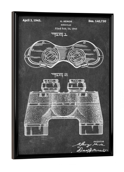 Poster mit schwarzem Rahmen "Fernglas Entwurf (Tafel)" artboxONE - Reise,Schwarzweiß,Reise / Strand und Meer