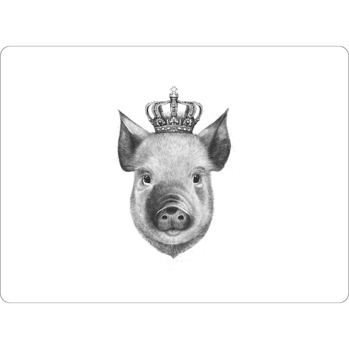 Tischset "The King Pig" artboxONE - Tiere,Schwarzweiß - Pig,Royal,King,Black and white,Crown - Bild pig