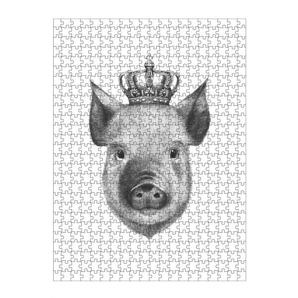 artboxONE Puzzle "The King Pig" artboxONE - Tiere,Schwarzweiß - Pig,Royal,King,Black and white,Crown - Bild pig