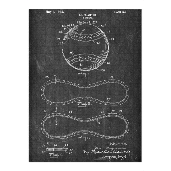 Puzzle Ravensburger "Baseball Patent II (Tafel)" artboxONE - Schwarzweiß,Sport