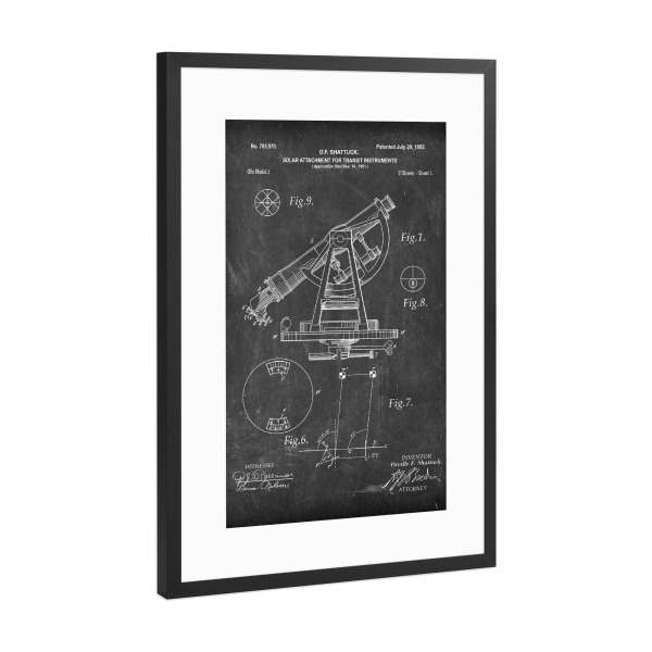 Poster mit Rahmen Schwarz (Metallic) "Astronomie: Teleskop III (Tafel)" artboxONE - Schwarzweiß,Galaxy