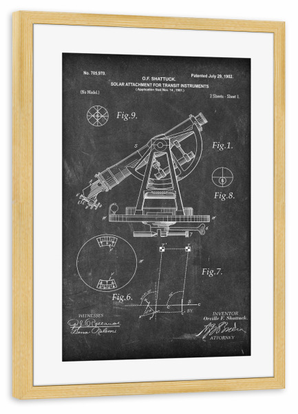 Poster mit Rahmen kiefer "Astronomie: Teleskop III (Tafel)" artboxONE - Schwarzweiß,Galaxy