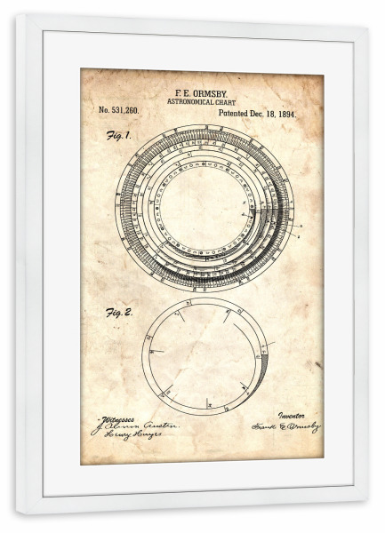 Poster mit Rahmen weiß "Astronomie IV (Antik)" artboxONE - Galaxy