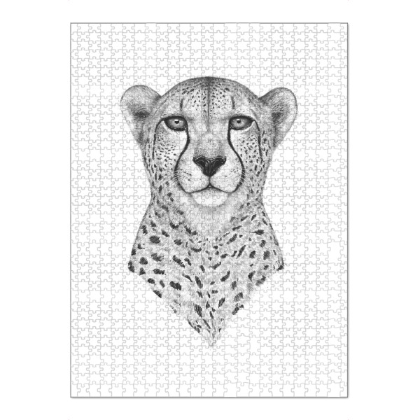 Puzzle Ravensburger "The Cheetah" artboxONE - Tiere,Schwarzweiß - Cheetah,Cat,Black and white,Leopard - Bild cheetah