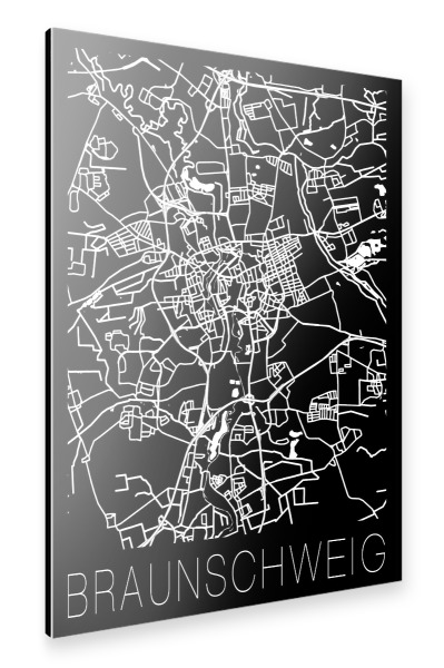 Alu-Dibond "Retro Map Braunschweig Black" 30x20 cm artboxONE