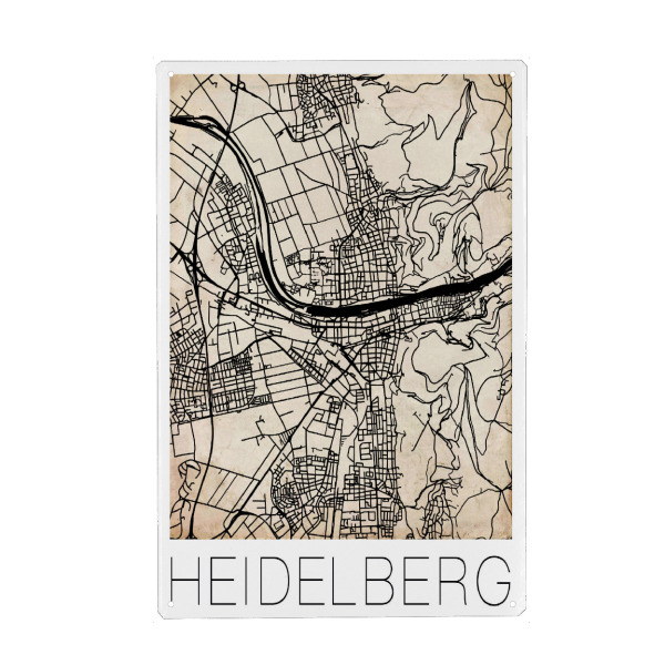Holzbild "Retro Map Heidelberg Vintage" artboxONE - Städte,Städte / Weitere,Kartografie - Retro,Map,Heidelberg