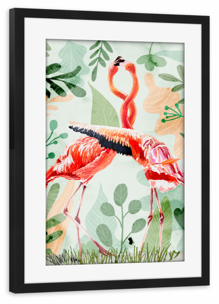 Poster mit Rahmen schwarz "Flamingo Love" artboxONE - Tiere,Liebe
