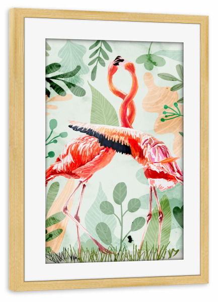 Poster mit Rahmen kiefer "Flamingo Love" artboxONE - Tiere,Liebe