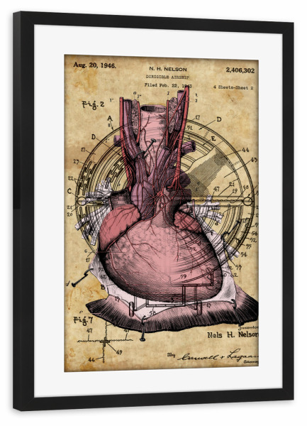 Poster mit Rahmen schwarz "Herz - Steampunk" artboxONE - Menschen,Streetart - Menschen herz,Herz,Anatomie,Medizin,Liebe,Love,Antik,Steampunk