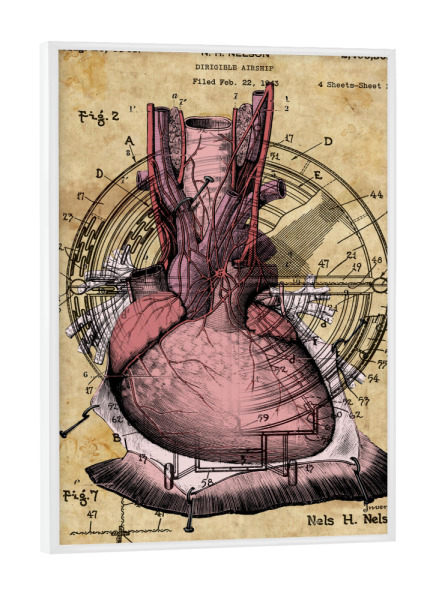 Poster mit weißem Rahmen "Herz - Steampunk" artboxONE - Menschen,Streetart - Menschen herz,Herz,Anatomie,Medizin,Liebe,Love,Antik,Steampunk