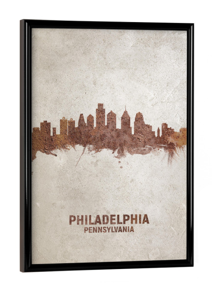 Poster mit schwarzem Rahmen "Philadelphia Rusty Skyline" artboxONE - Städte - Philadelphia,Philadelphia skyline,Rust