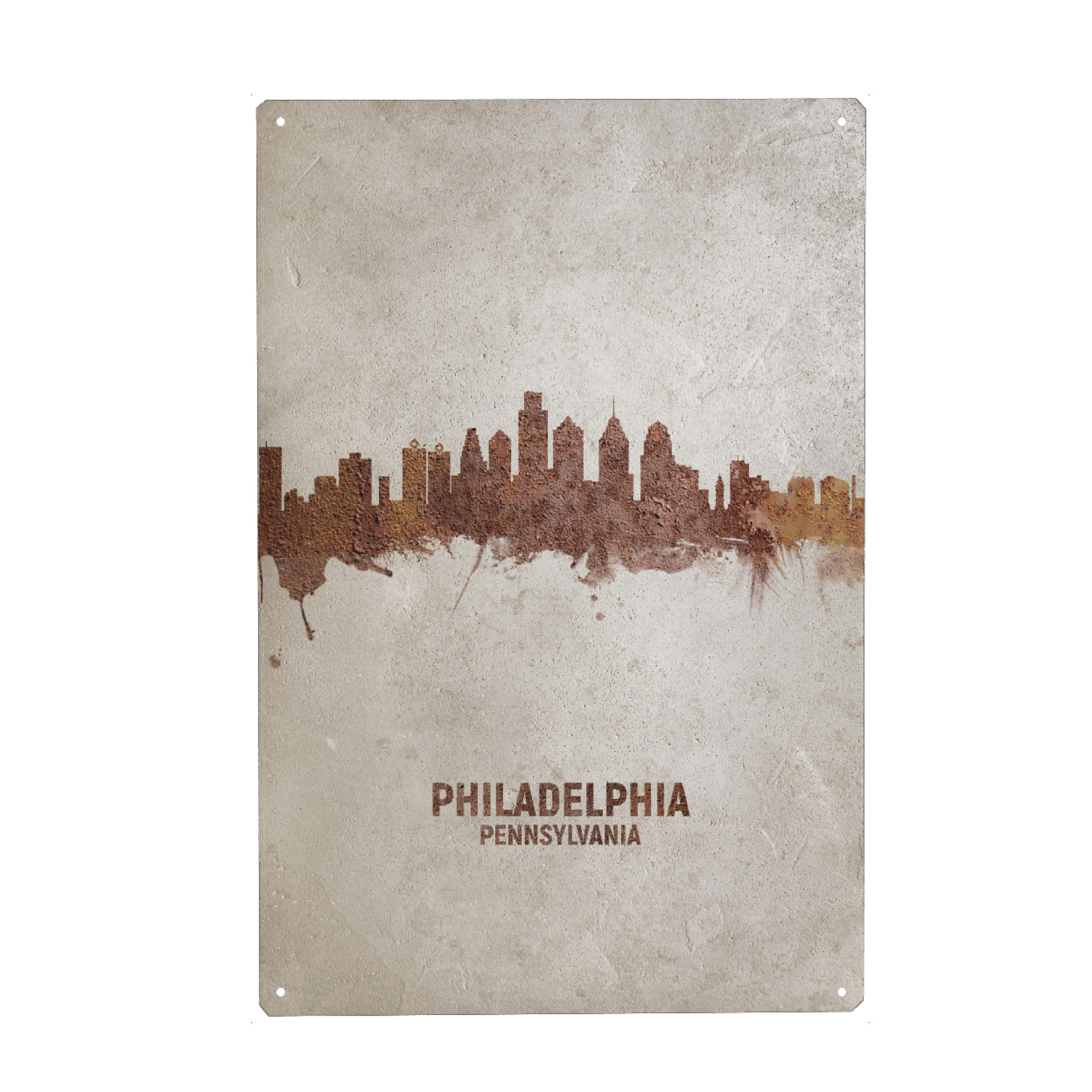 Metall Poster "Philadelphia Rusty Skyline" artboxONE - Städte - Philadelphia,Philadelphia skyline,Rust - Blechschild