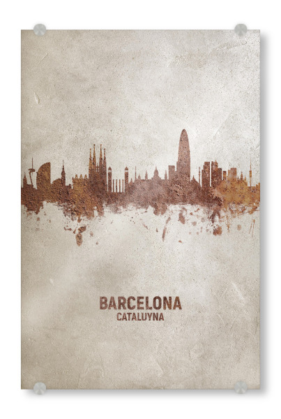 Acrylglasbild "Barcelona Spain Rusty Skyline" artboxONE - Städte / Barcelona - Barcelona,Barcelona skyline,Rust
