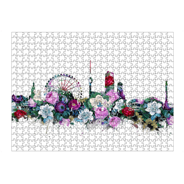 Puzzle Ravensburger "Stuttgart city skyline floral" artboxONE - Städte,Reise,Floral,Architektur,Städte / Stuttgart
