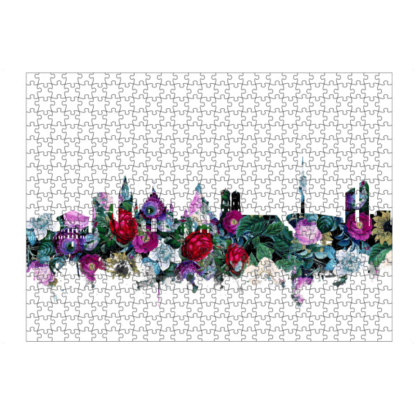 Puzzle Ravensburger "Munich city skyline floral" artboxONE - Städte,Städte / München,Reise,Floral,Architektur