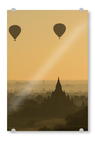 Acrylglasbild "Balloons over Bagan" artboxONE - Natur,Architektur,Reise / Asien,Reise / Länder