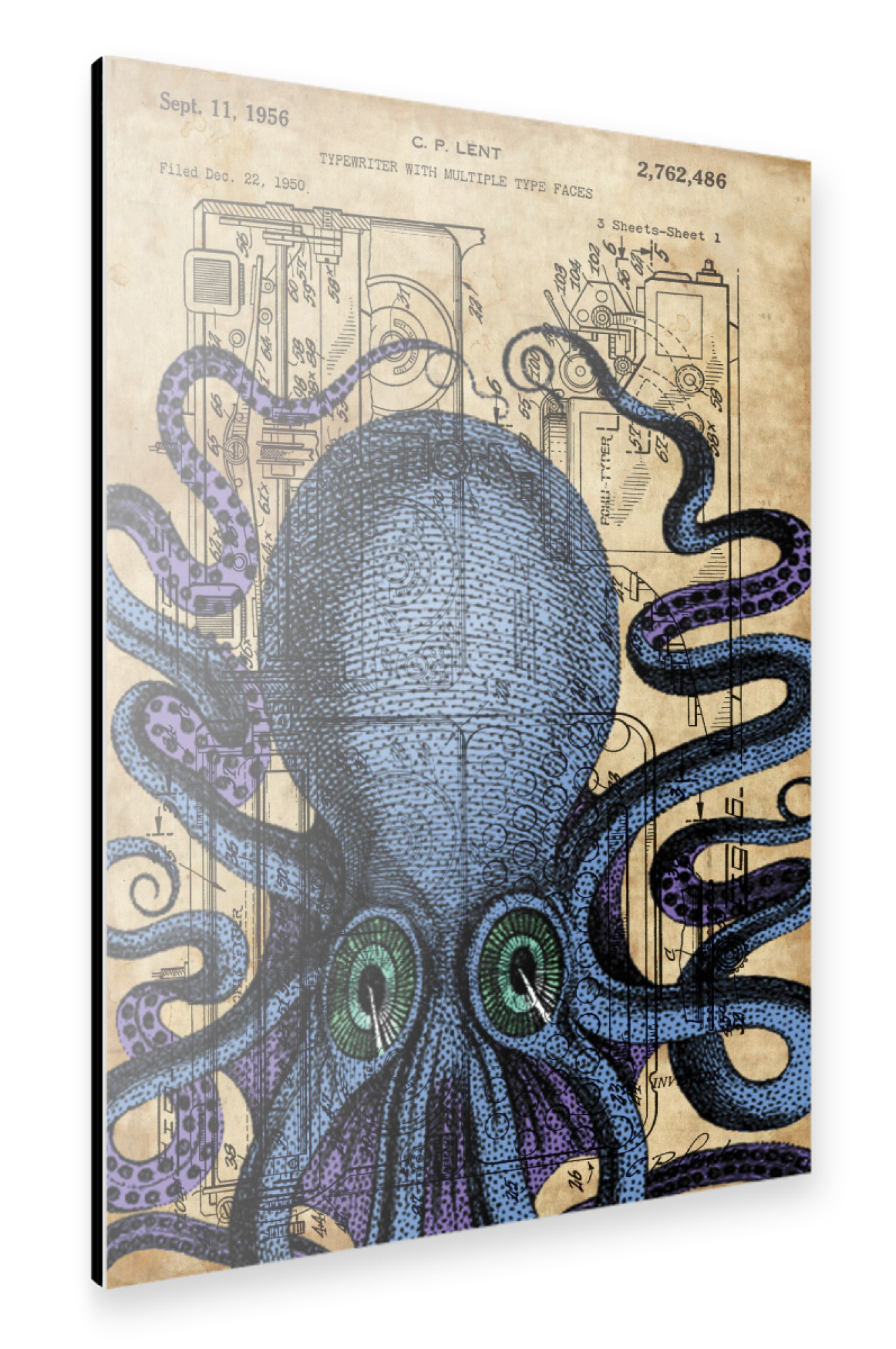 Alu-Dibond "Steampunk Krake" 75x50 cm artboxONE