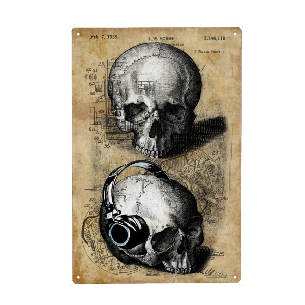 Metall Poster "Steampunk Schädel" artboxONE - Streetart - Schädel,Steampunk,Anatomie,Menschliche anatomie,Gothic,Rock,Metal,Music - Blechschild