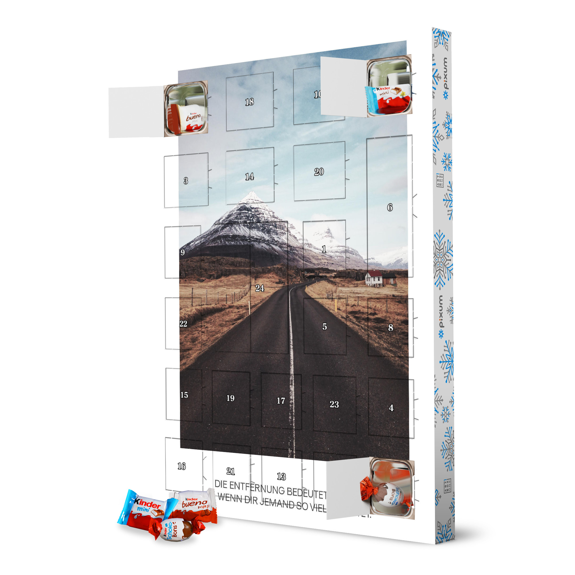 Adventskalender XXL mit Produkten von Kinder The Road Typography artboxONE Adventskalender Typografie