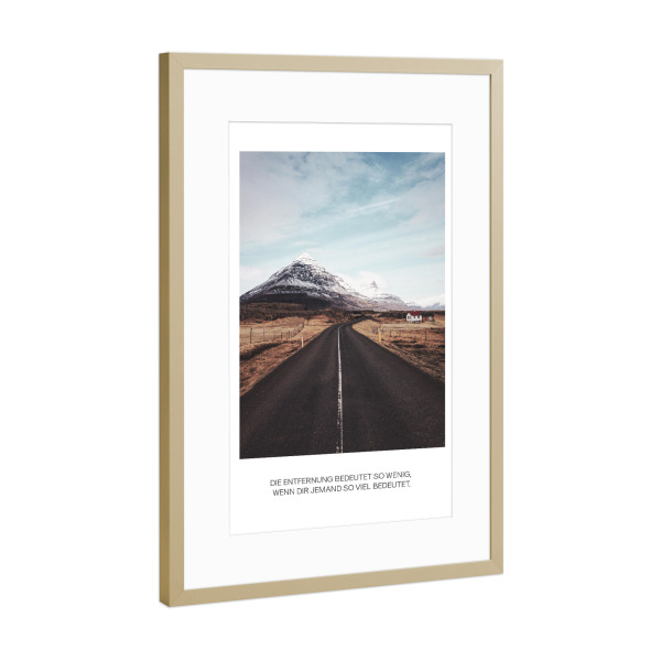 Poster mit Rahmen Gold "The Road Typography" artboxONE - Typografie - Road,Typography,Love,Family,Photography,Motivation,Inspiration