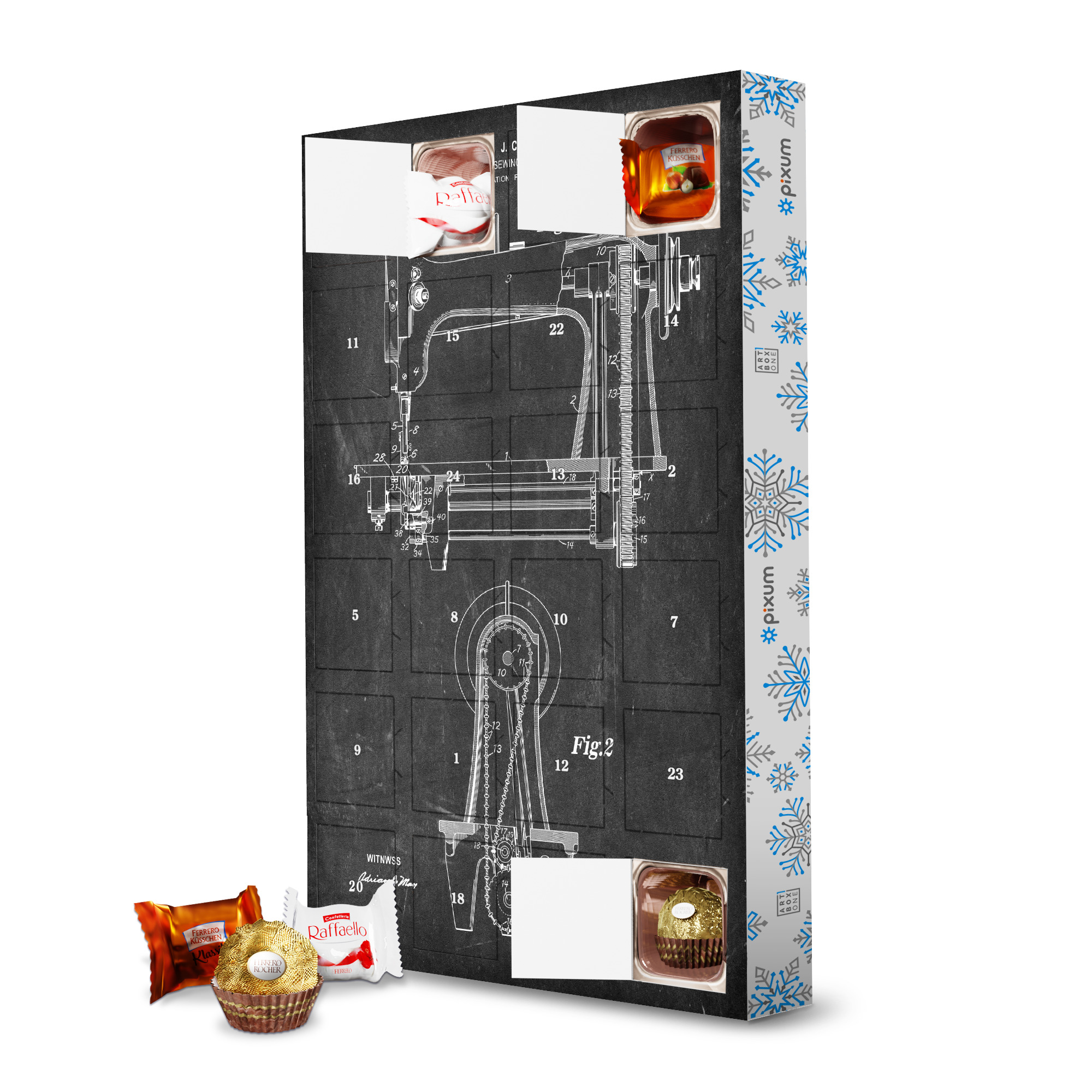 Adventskalender mit Ferrero Pralinen Antike Nähmaschine (Tafel) artboxONE Adventskalender Schwarzweiß