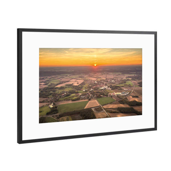 Poster mit Rahmen Schwarz (Metallic) "Luftbild Dahlenburg" artboxONE - Städte,Natur
