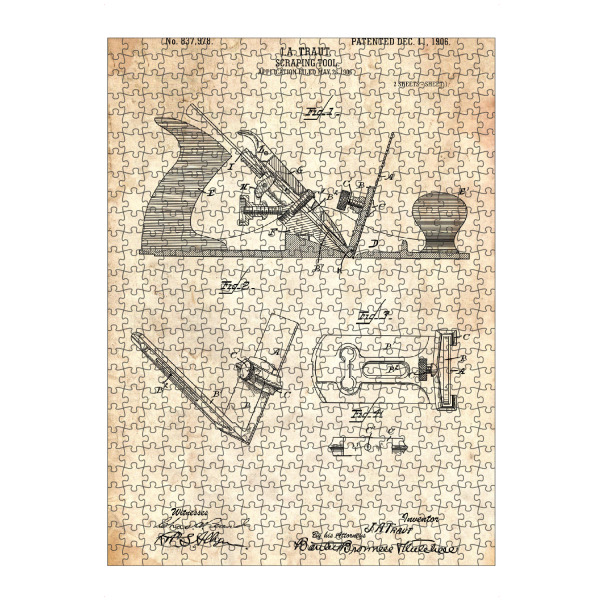 artboxONE Puzzle "Hobel Patent (Antik)" artboxONE - Für Papa - Zimmerei,Werkzeug,Patent,Retro,Entwurf,Technologie,Vater,Fachmann,Hobel