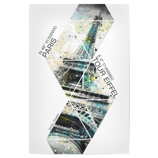 Poster 30x20 cm "Koordinaten EIFFELTURM Modern Art" artboxONE - Städte / Paris - Paris,Kunst,Dekorativ