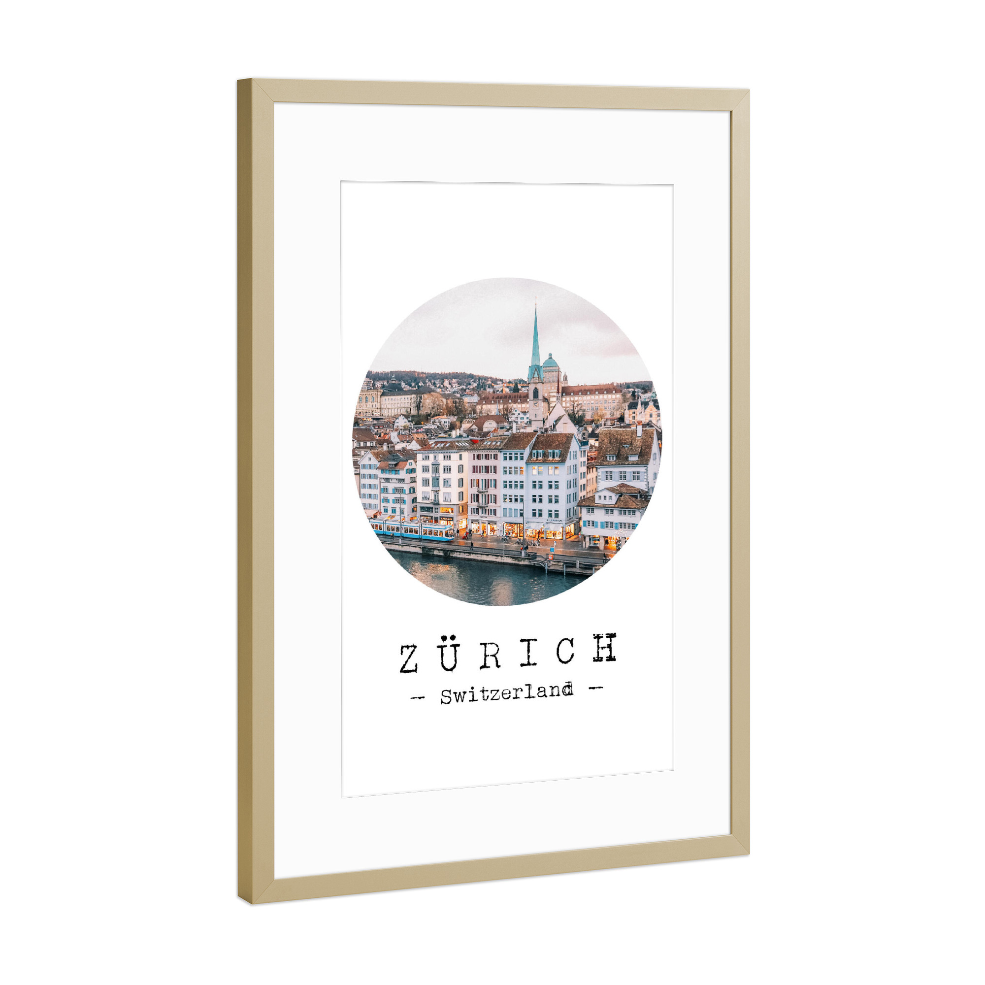 Poster mit Rahmen Gold "Spontaneous Zurich" artboxONE - Städte / Zürich - Old-town,Architecture,Vacation,Europe,Travel