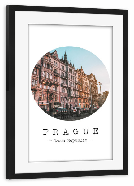 Poster mit Rahmen schwarz "Colourful Prague" artboxONE - Städte - Travel,Europe,Old town,Architecture,Street