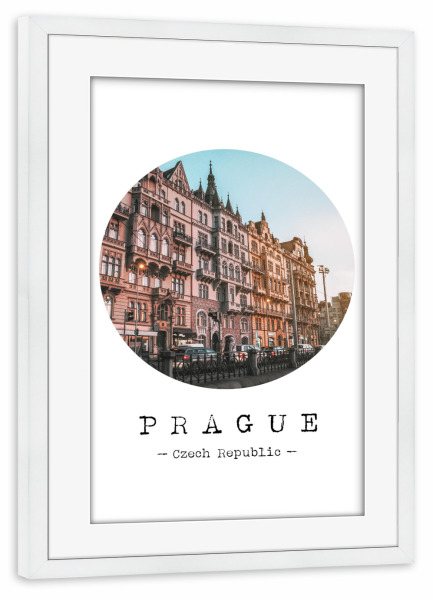 Poster mit Rahmen weiß "Colourful Prague" artboxONE - Städte - Travel,Europe,Old town,Architecture,Street