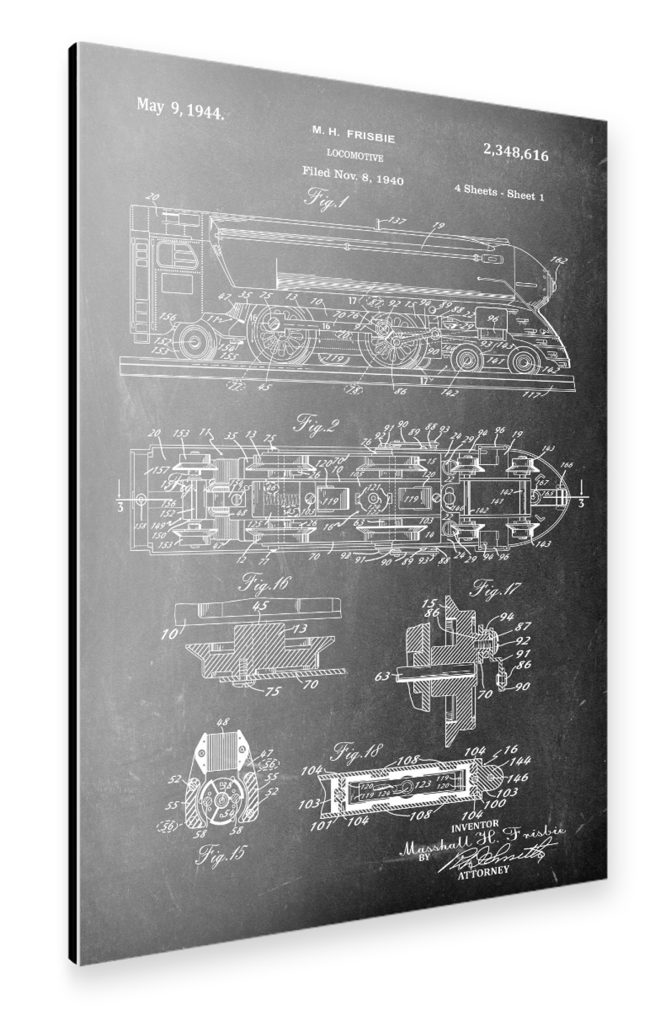Alu-Dibond "Vintage Lokomotive (Tafel)" 75x50 cm artboxONE