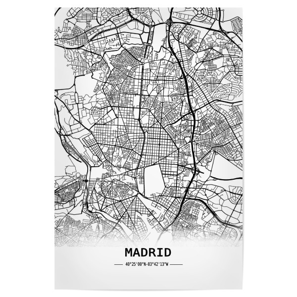 Poster 30x20 cm "Madrid Retro Map" artboxONE - Städte,Schwarzweiß,Kartografie - Retro,Map,Madrid