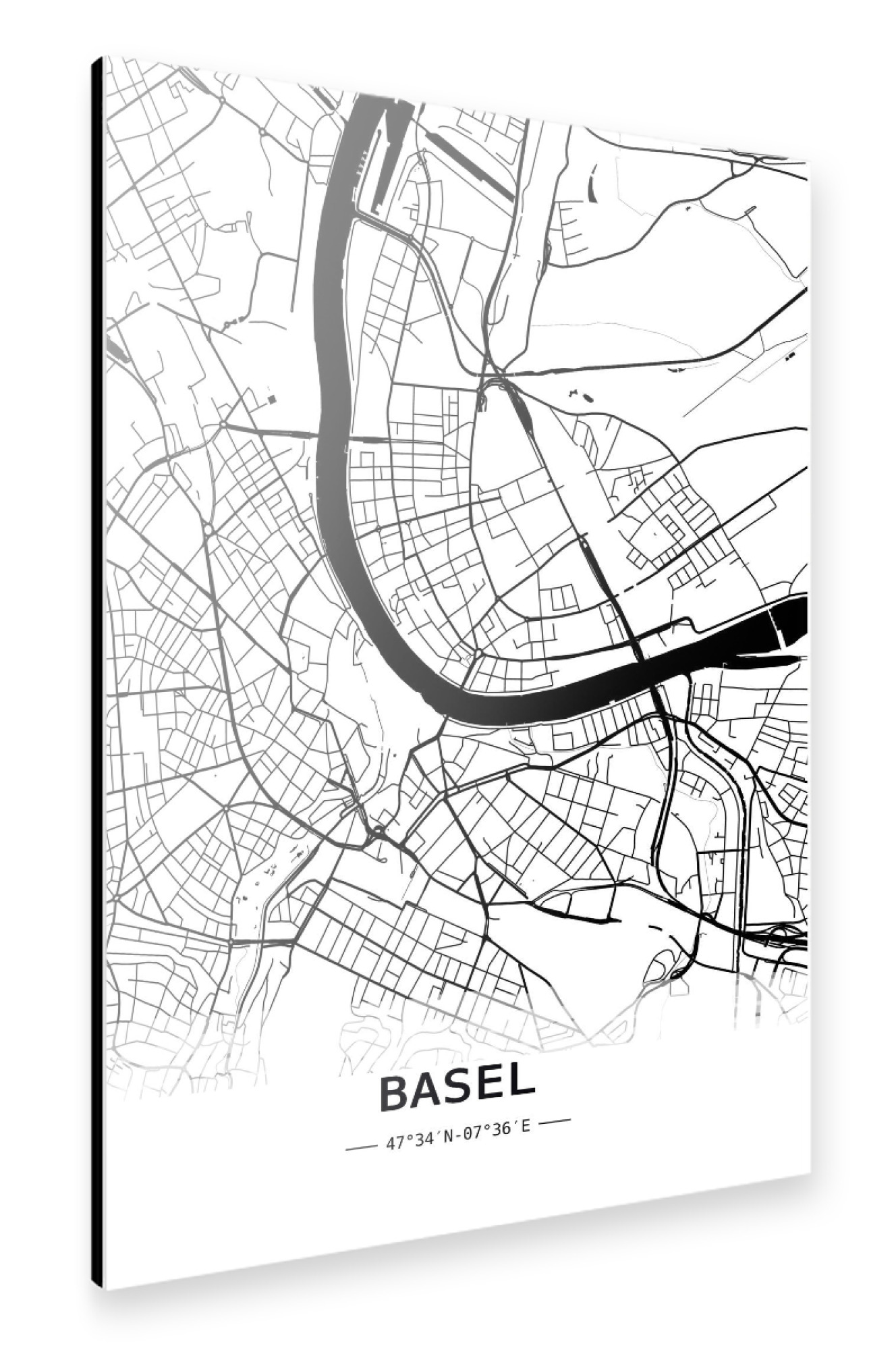 Alu-Dibond "Basel Retro Map" 30x20 cm artboxONE