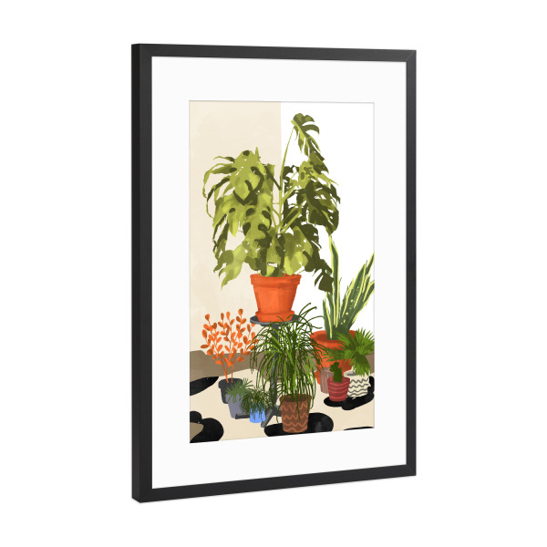 Poster mit Rahmen Schwarz (Metallic) "Plant Pots" artboxONE - Natur