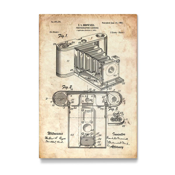 Galerie-Print "Retro Kamera Patent II (Antik)" 30x20 cm artboxONE