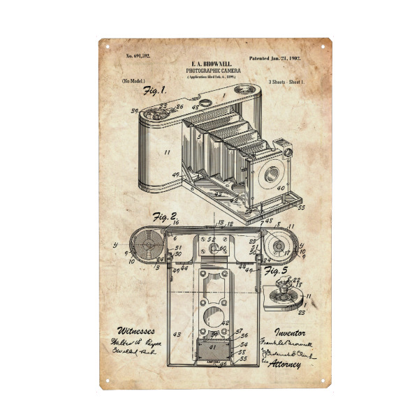 Metall Poster "Retro Kamera Patent II (Antik)" artboxONE - Reise,Film,Streetart