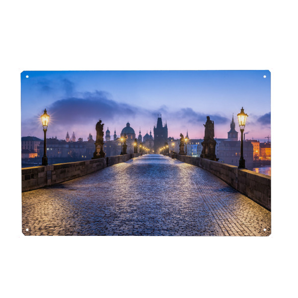 Metall Poster "Karlsbrücke in Prag, Tschechien" artboxONE - Architektur,Städte / Prag