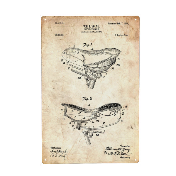 Metall Poster "Fahrradsattel (Antik)" artboxONE - Reise,Streetart,Sport